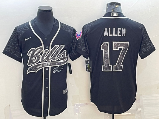 Men's Buffalo Bills Josh Allen #17 Black RFLCTV Limited Jersey1 Joint Edition