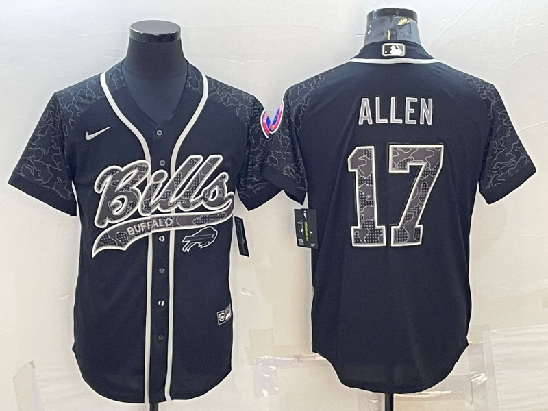 Josh Allen #17 Buffalo Bills Black RFLCTV Limited Jersey Joint Edition - JerseysFreak
