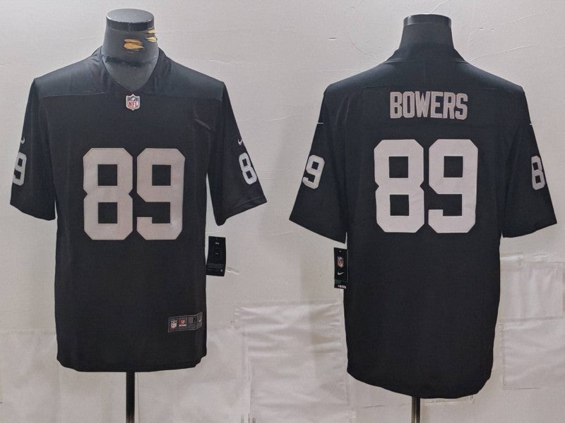 Men's Las Vegas Raiders Brock Bowers #89 Black 2024 NFL Draft First Round Pick Player Game Jersey1