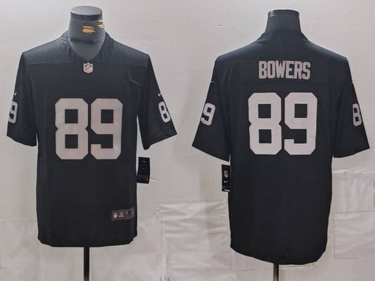 Men's Las Vegas Raiders Brock Bowers #89 Black 2024 NFL Draft First Round Pick Player Game Jersey1