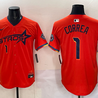 Men's Houston Astros Carlos Correa #1 Orange 2025 City Connect Limited Player Jersey