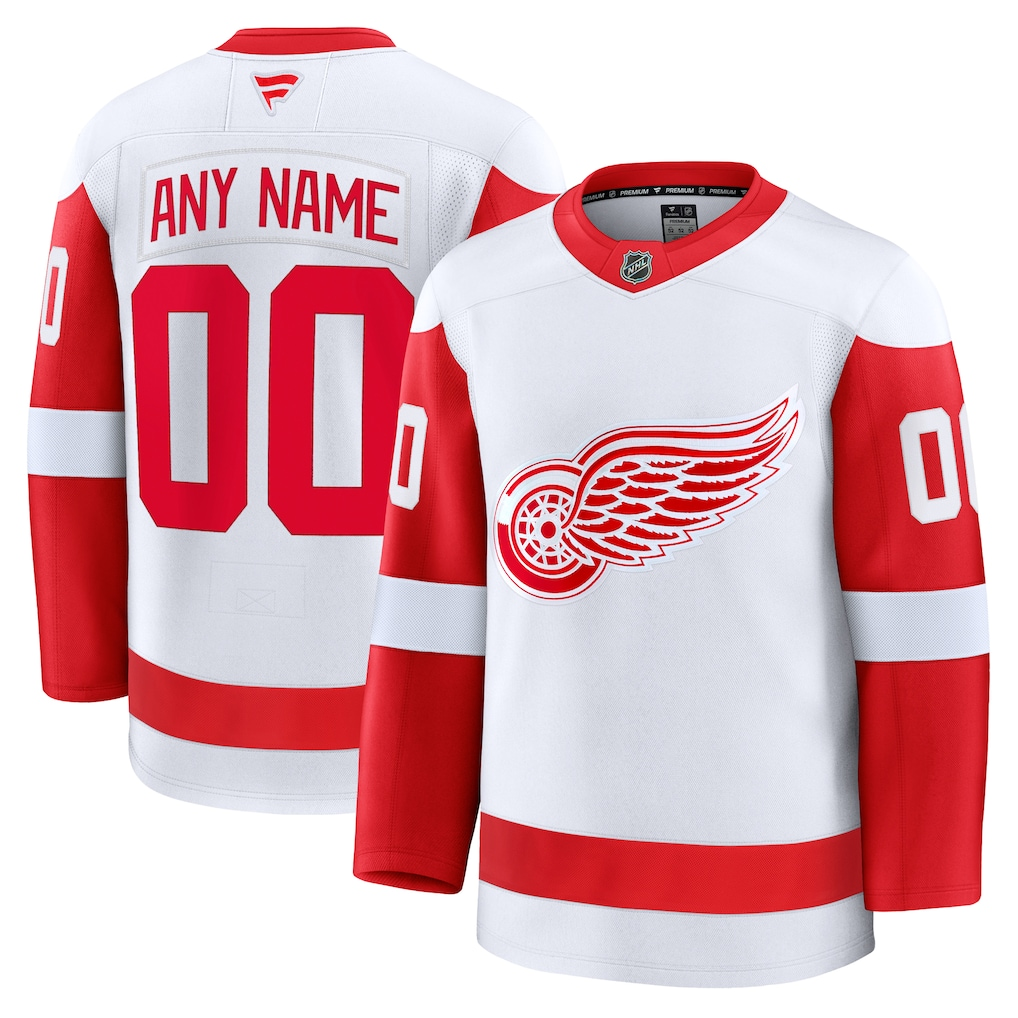 Men's Detroit Red Wings Fanatics White Away Premium Custom Jersey