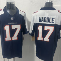 Men's Denver Broncos Jaylen Waddle #17 Navy Game Jersey