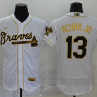 Men's Atlanta Braves Ronald Acuna Jr. #13 White Replica Player Jersey1
