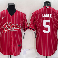 Men's San Francisco 49ers Trey Lance #5 Red Player Jersey1 Joint Edition