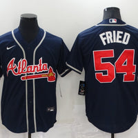 Men's Atlanta Braves Max Fried #54 Navy Replica Player Jersey1