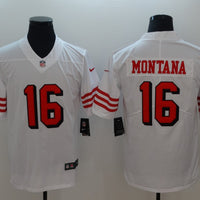 Men's San Francisco 49ers Joe Montana #16 White Game Player Jersey1