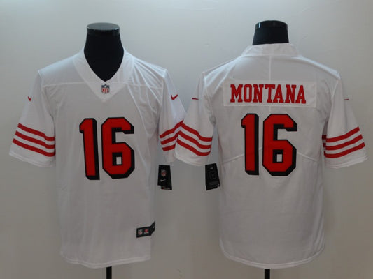 Men's San Francisco 49ers Joe Montana #16 White Game Player Jersey1