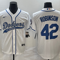 Men's Los Angeles Dodgers Jackie Robinson #42 White Player Jersey1 Joint Edition