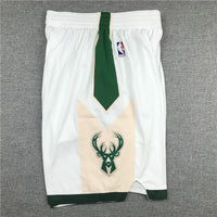 Men's Milwaukee Bucks White Basketball Shorts1