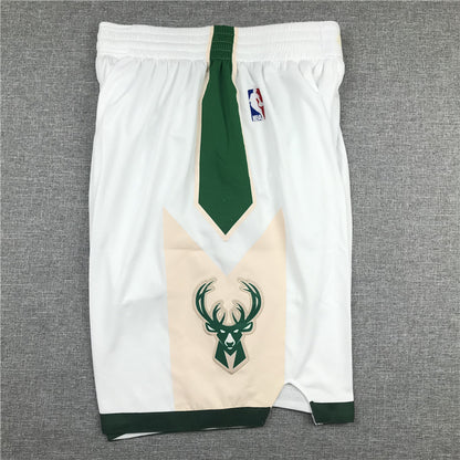 Men's Milwaukee Bucks White Basketball Shorts1