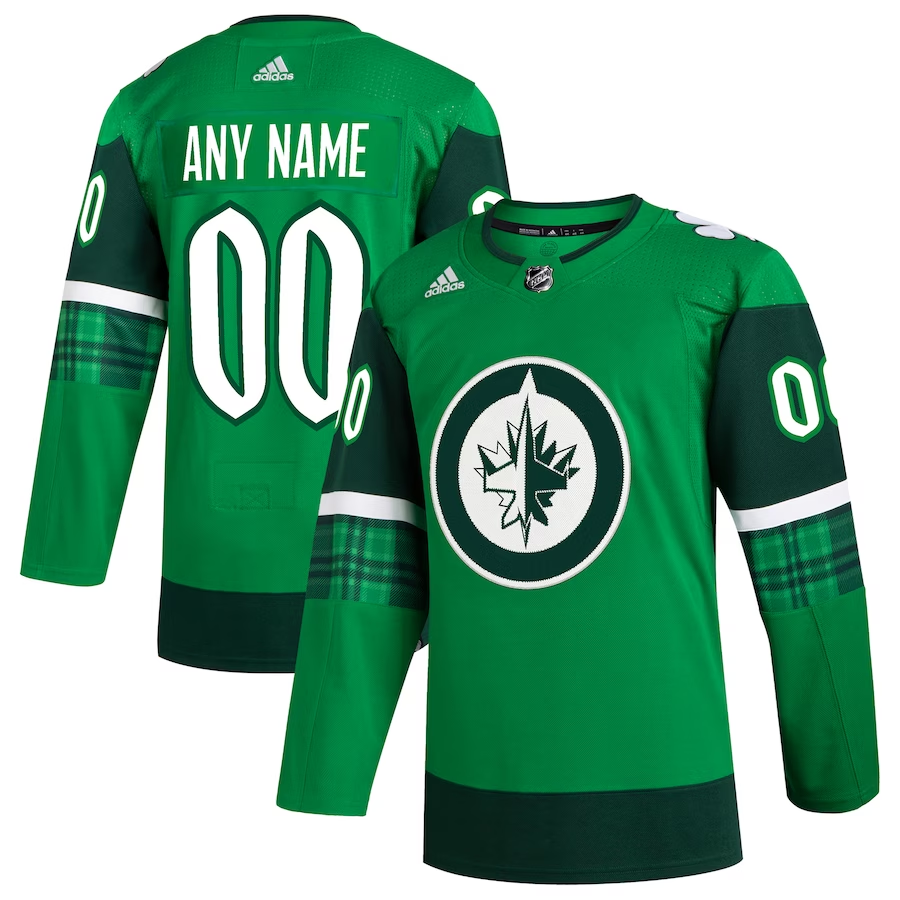 Men's Winnipeg Jets Kelly Green St. Patrick's Day Authentic Custom Jersey1