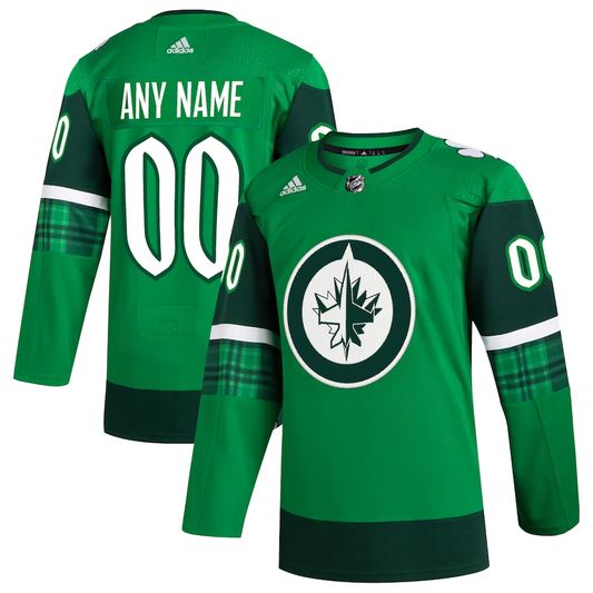 Men's Winnipeg Jets Kelly Green St. Patrick's Day Authentic Custom Jersey1