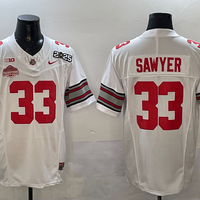 Men's Ohio State Buckeyes Jack Sawyer #33 White 2025 CFP Final National Champions Patch F.U.S.E. Jersey