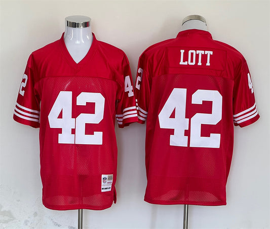 Men's San Francisco 49ers Ronnie Lott Mitchell & Ness Scarlet Legacy Replica Jersey1