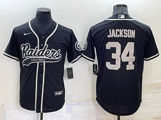 Men's Las Vegas Raiders Bo Jackson #34 Black Player Jersey1 Joint Edition