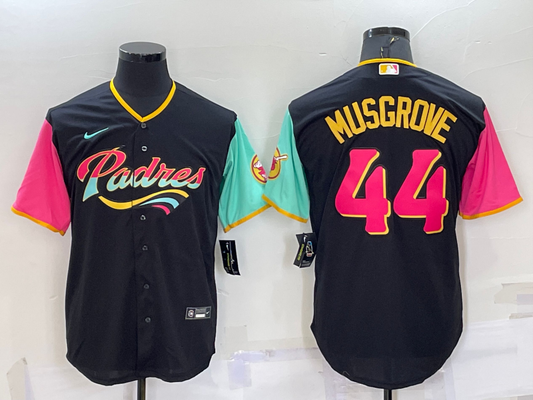 Men's San Diego Padres Joe Musgrove #44 Black Stitched Jersey1
