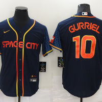 Men's Houston Astros Yuli Gurriel #10 Navy Space City Jersey1