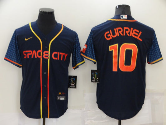 Men's Houston Astros Yuli Gurriel #10 Navy Space City Jersey1