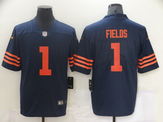 Men's Chicago Bears Justin Fields #1 Navy Game Jersey1