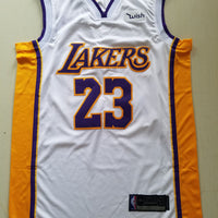 Men's Los Angeles Lakers LeBron James #23 NBA White Swingman Jersey1