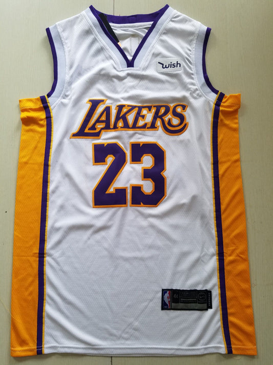 Men's Los Angeles Lakers LeBron James #23 NBA White Swingman Jersey1
