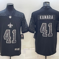 Men's New Orleans Saints Alvin Kamara #41 Black RFLCTV Limited Jersey1