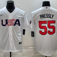 Men's 2023 World Baseball Classic #55 Ryan Pressly USA White Jersey1