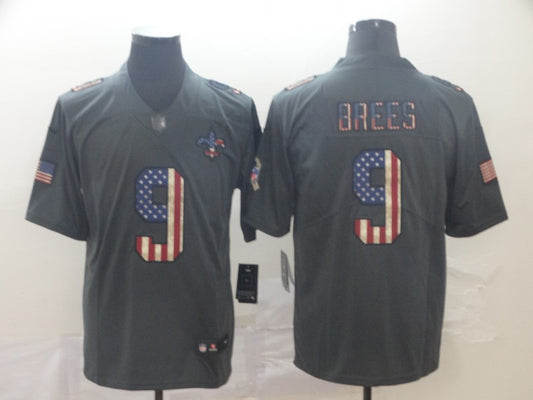 Men's New Orleans Saints Drew Brees #9 Black Alternate Game Jersey1