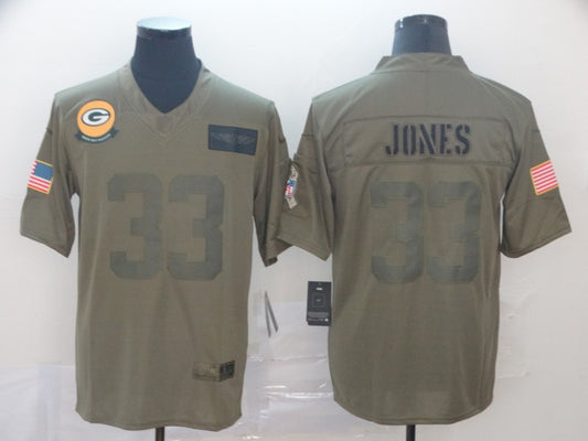 Men's Green Bay Packers Aaron Jones #33 Brown Game Jersey1