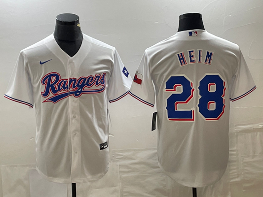 Men's Texas Rangers Jonah Heim #28 White Home Replica Player Jersey1