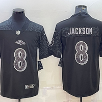 Men's Baltimore Ravens Lamar Jackson #8 Black RFLCTV Limited Jersey1