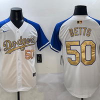 Men's Los Angeles Dodgers Mookie Betts #50 White 2025 Gold Collection Player Jersey