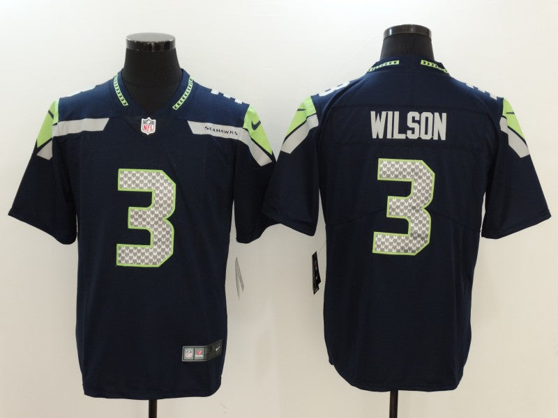 Men's Seattle Seahawks #3 Russell Wilson Navy Game Jersey