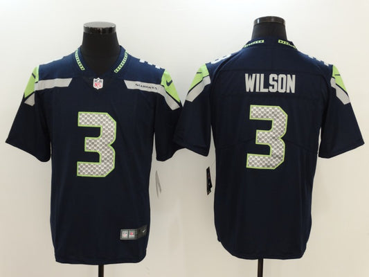Men's Seattle Seahawks #3 Russell Wilson Navy Game Jersey