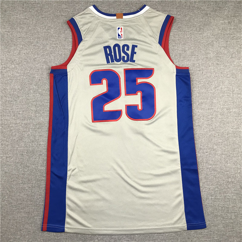 Men's Detroit Pistons Derrick Rose #25 Silver Swingman Jersey1