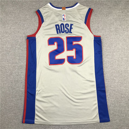 Men's Detroit Pistons Derrick Rose #25 Silver Swingman Jersey1