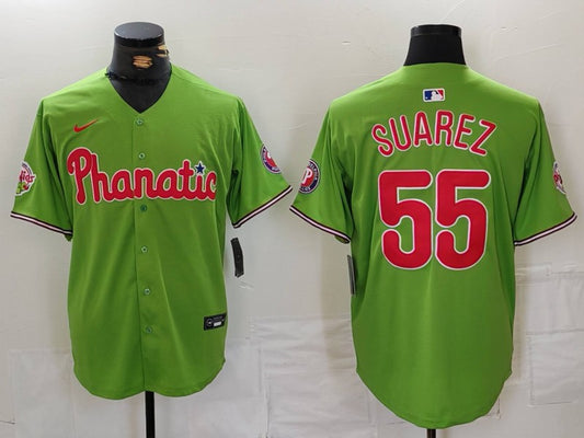 Men's Philadelphia Phillies Ranger Suarez #55 Green Limited Player Jersey1