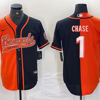 Men's Cincinnati Bengals Ja'Marr Chase #1 Orange/Black Game Player Jersey1 Joint Edition