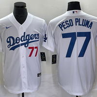 Men's Los Angeles Dodgers Peso Pluma #77 White Replica Player Jersey1