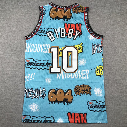 Men's Memphis Grizzlies Mike Bibby #10 Blue Swingman Player Jersey1 - Graffiti Edition
