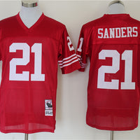 Men's San Francisco 49ers Deion Sanders Mitchell & Ness Scarlet Legacy Replica Player Jersey1