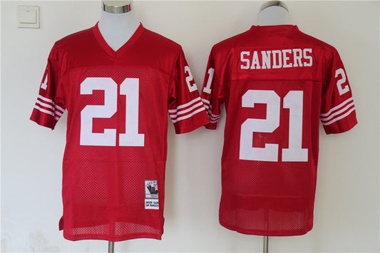 Men's San Francisco 49ers Deion Sanders Mitchell & Ness Scarlet Legacy Replica Player Jersey1