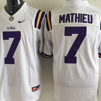 Men's LSU Tigers Tyrann Mathieu #7 White Player Game Jersey