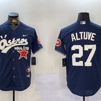 Men's Houston Astros Jose Altuve #27 Navy Game Player Jersey1