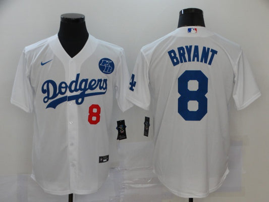 Men's Los Angeles Dodgers Kobe Bryant #8 White Replica Baseball Jersey1