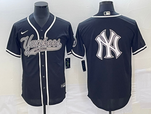 Men's New York Yankees Black Replica Player Jersey1 Joint Edition