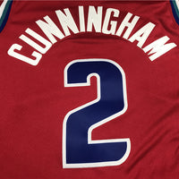 Men's Detroit Pistons Cade Cunningham Red 2021/22 Swingman Jersey1 - City Edition