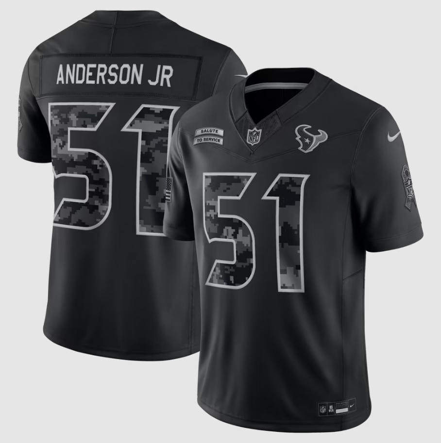 Men's Houston Texans Will Anderson Jr. #51 Black 2026 Salute to Service Stitched Limited Jersey