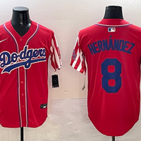 Men's Los Angeles Dodgers Enrique Hernandez #8 Red Replica Player Jersey1